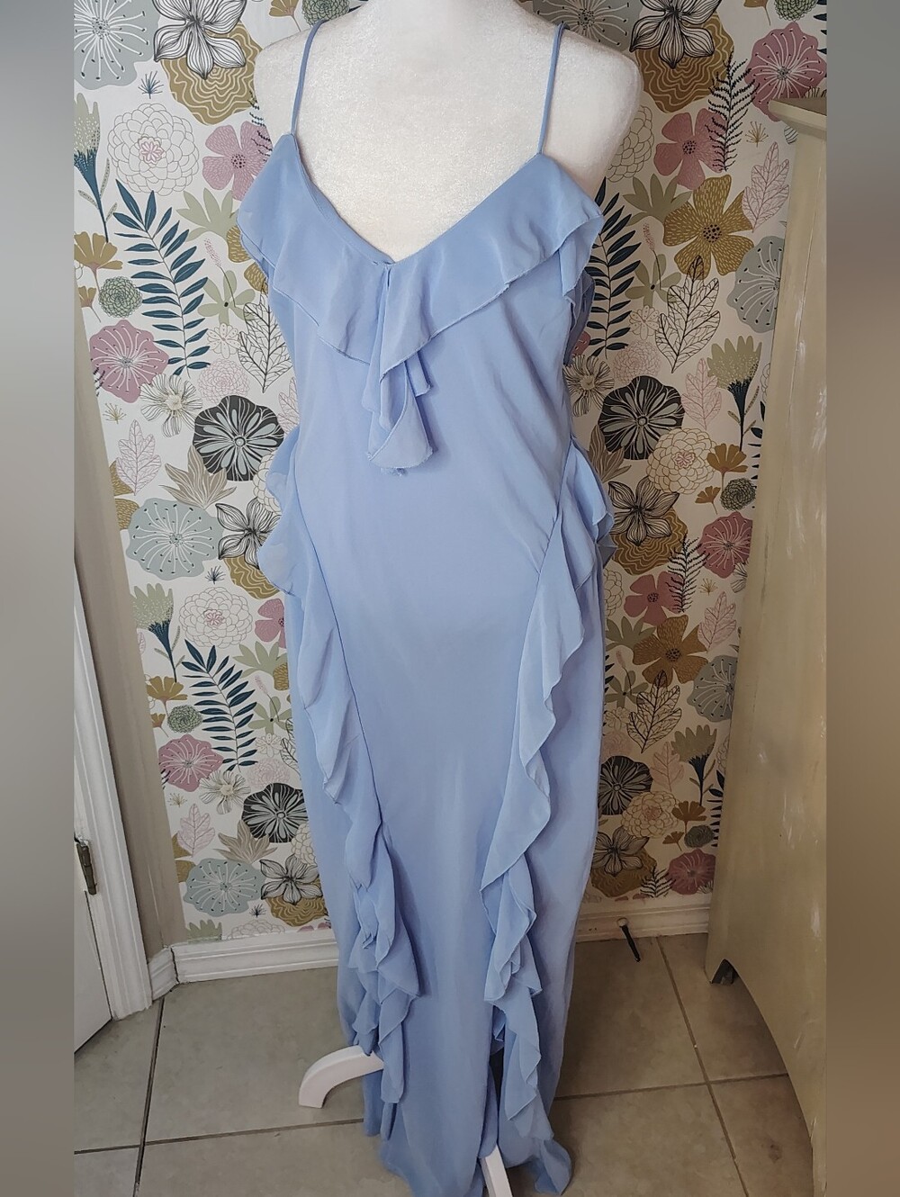 Forever 21 Light Blue Ruffled Maxi Dress